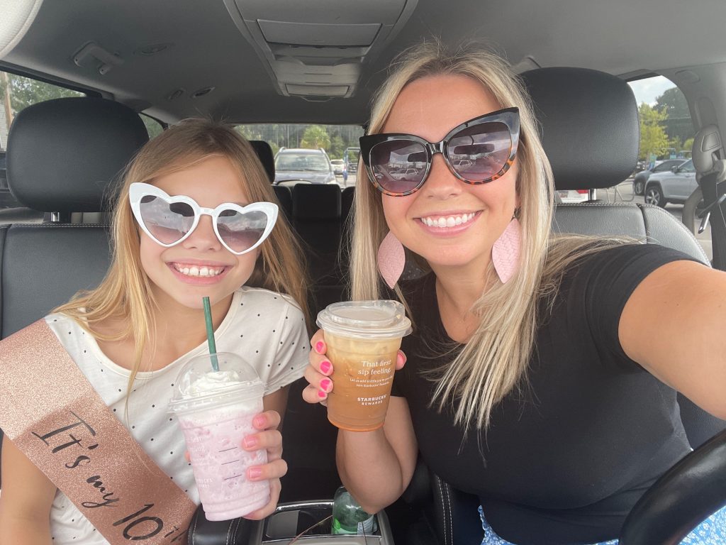 Mom and daughter at Starbucks